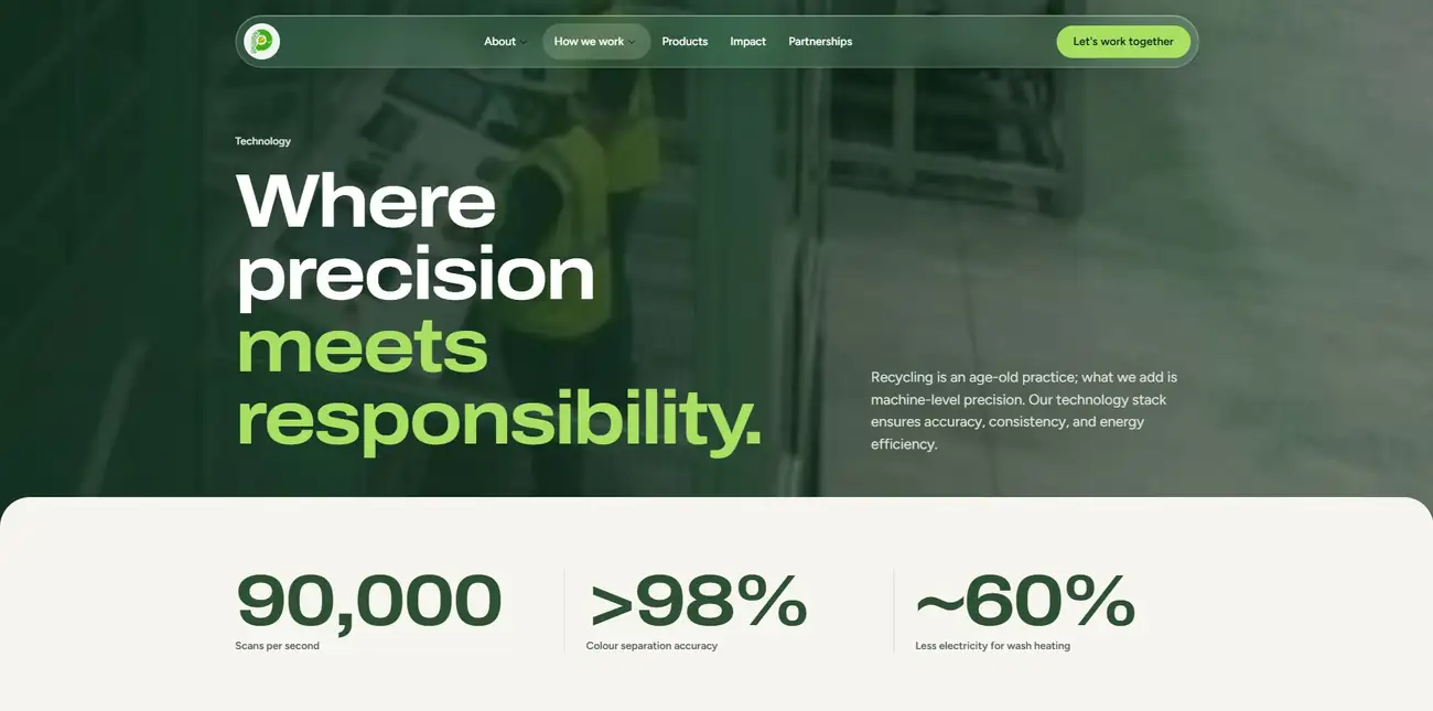Parisara Plastics website inner page showing their recycling technology